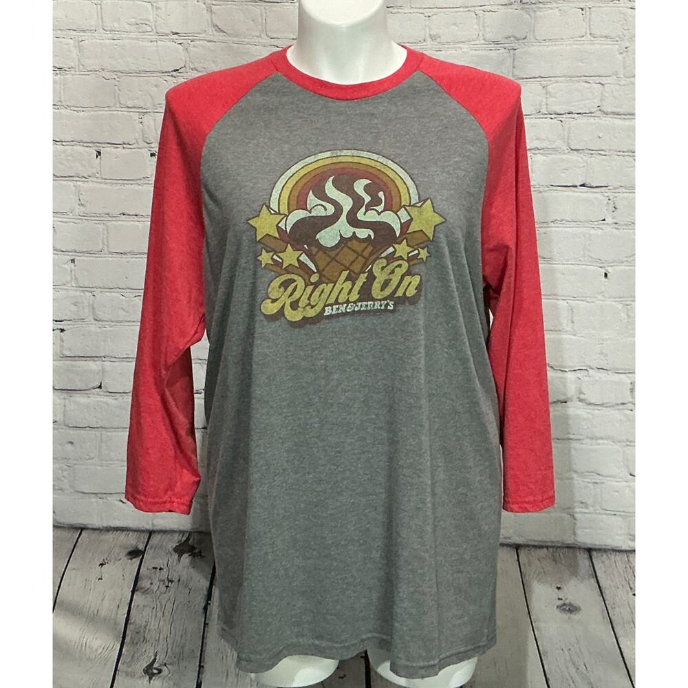 District Made Women’s Ben & Jerry's “Right On” 3/4-Sleeve Raglan Tee (Size 2XL)